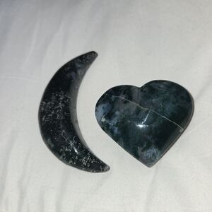 Heart and Crescent Stone Set - Green and Black
